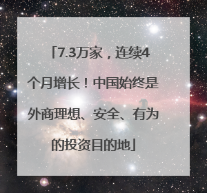 7.3万家，连续4个月增长！中国始终是外商理想、安全、有为的投资目的地